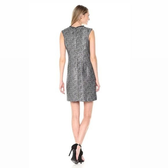 Donna Ricco Jacquard Dress Grey Metallic Jeweled Neckline Size 16 MSRP $138.00 - Picture 2 of 15